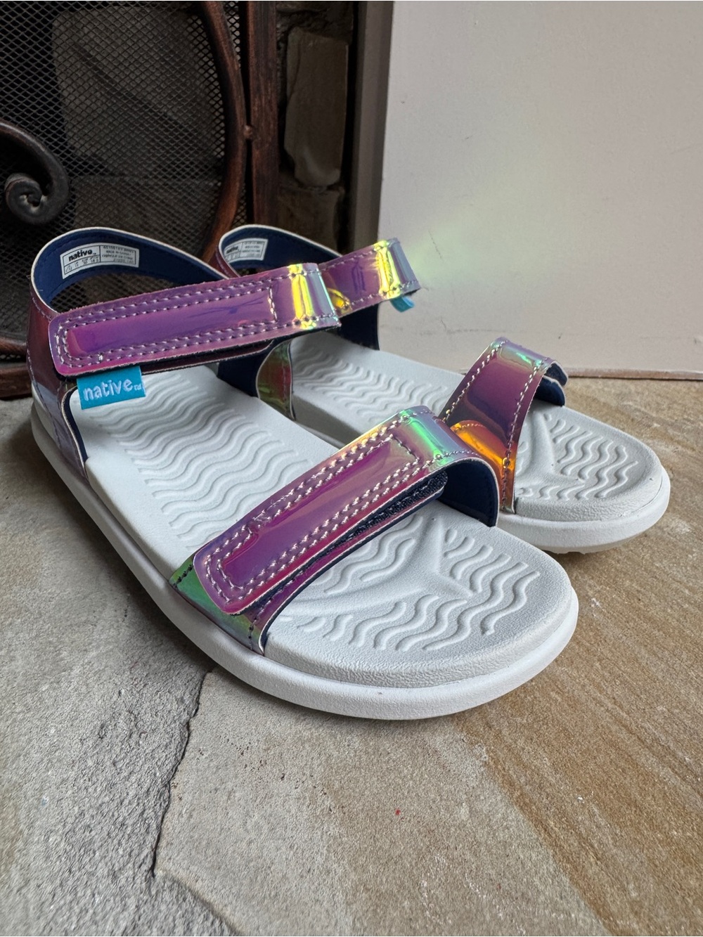 Native Girls Sandals Hologram Size 12C NWOT